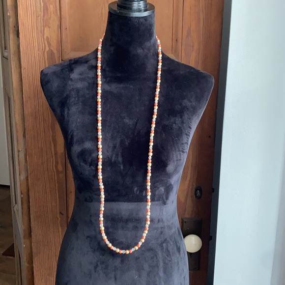 Joan River’s bead necklace and bracelet set in coral, gold and clear. Sz 22” - Picture 8 of 9